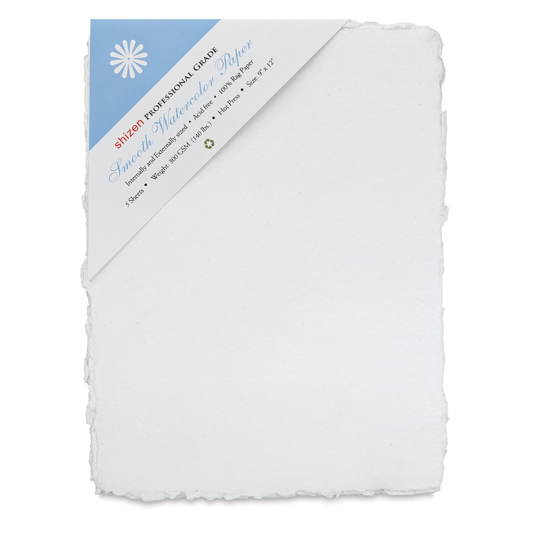 Open in modal - Shizen Professional Watercolor Paper - 9" x 12" Package of 5 Hot Press Sheets