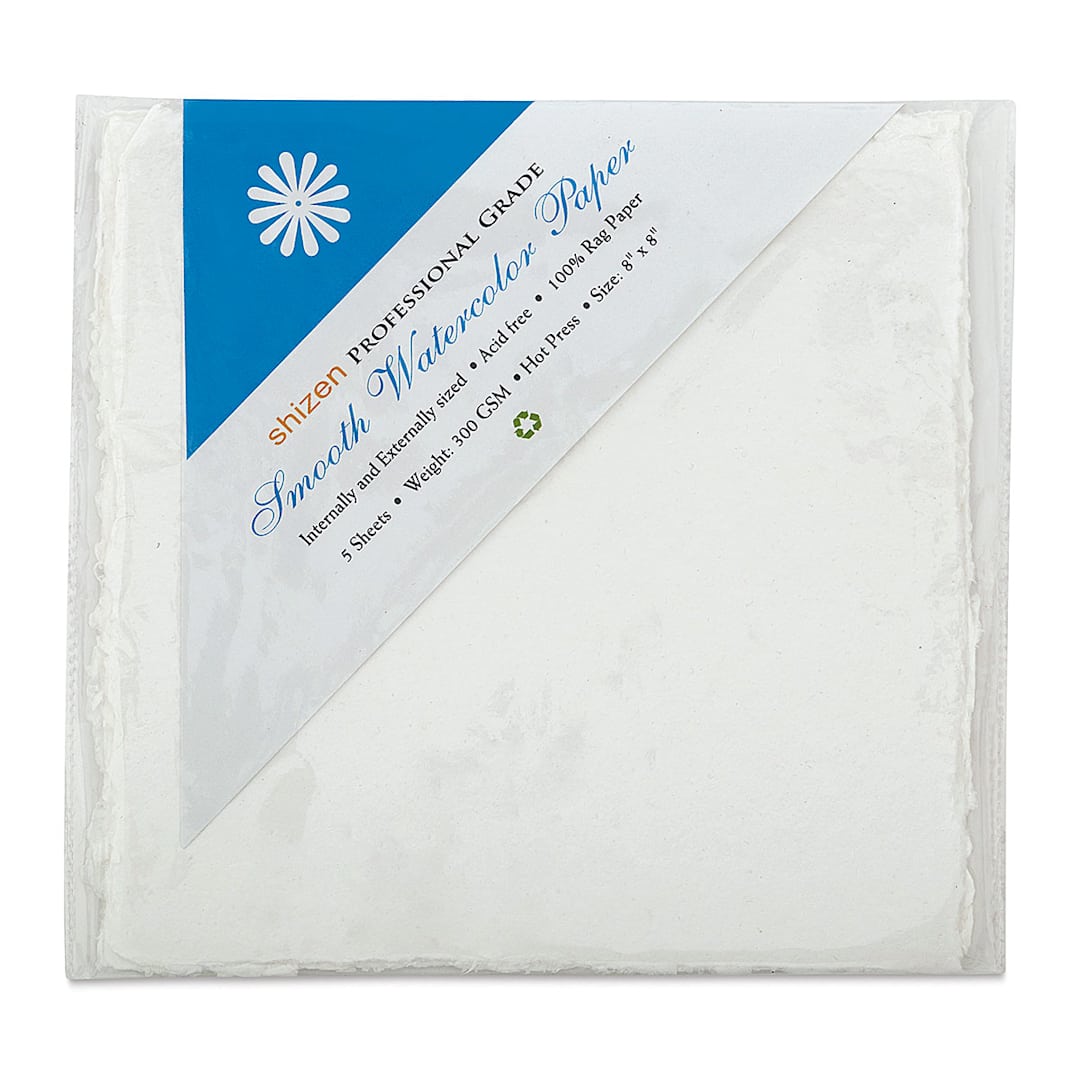Open in modal - Shizen Professional Watercolor Paper - 8" x 8", Hot Press, Pkg of 5 Sheets