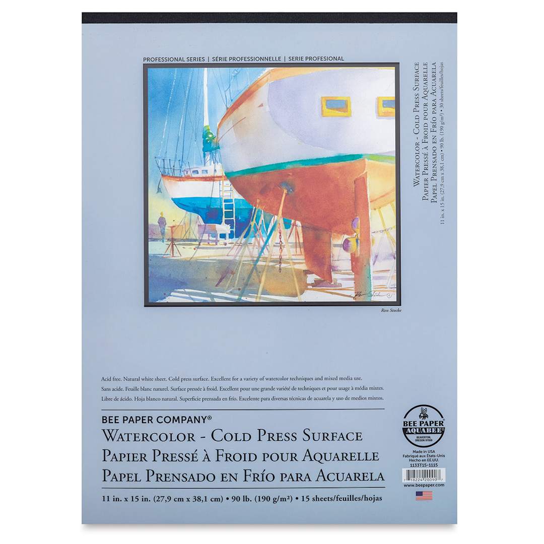 Open in modal - Bee Paper Aquabee Watercolor Pad - 11" x 15", 90 lb, 15 Sheets