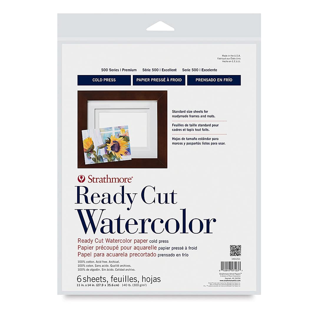 Open in modal - Strathmore Ready Cut Watercolor Sheets - 11" x 14", Cold Press, 6 Sheets