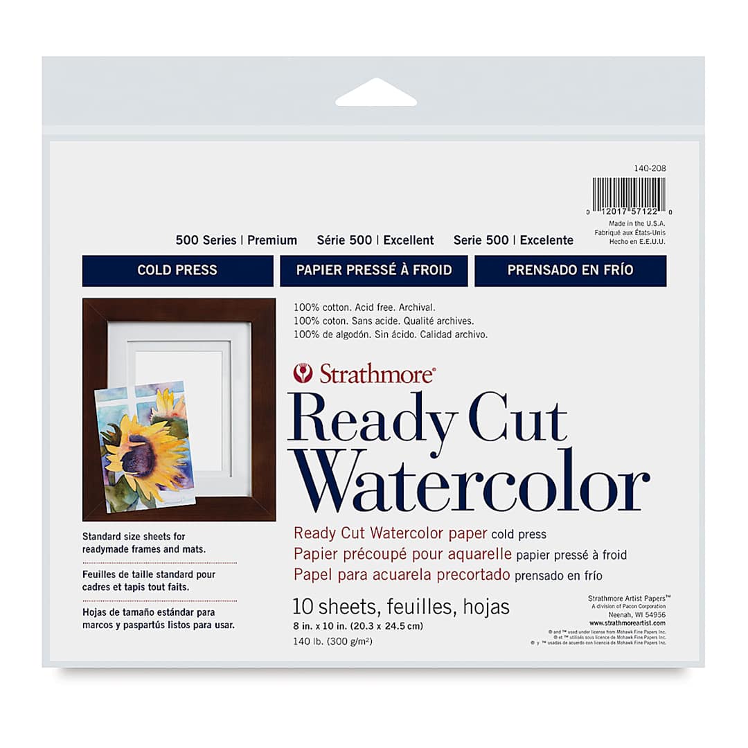Open in modal - Strathmore Ready Cut Watercolor Sheets - 8" x 10", Cold Press, 10 Sheets
