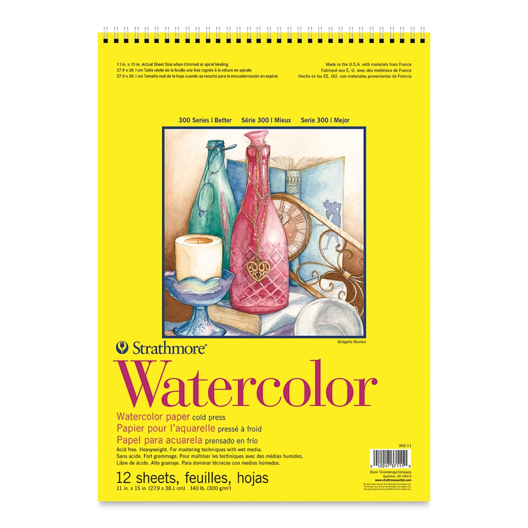 Open in modal - Strathmore 300 Series Student Watercolor Pad - 11" x 15", Cold Press, Spiral Bound, 12 Sheets