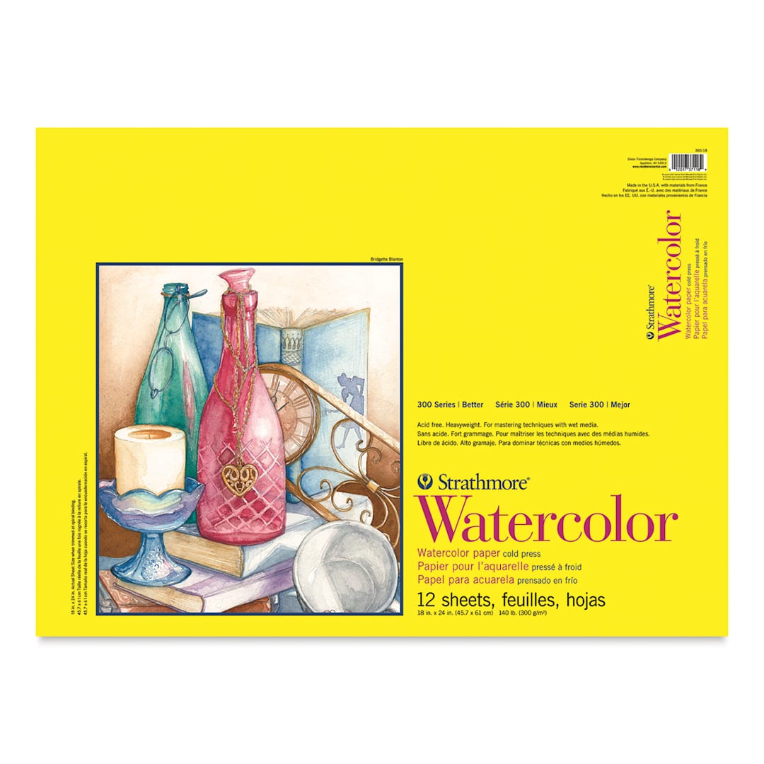 Open in modal - Strathmore 300 Series Student Watercolor Pad - 18" x 24", Cold Press, Spiral Bound, 12 Sheets