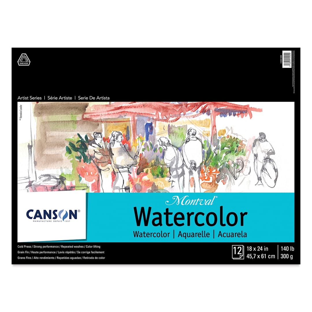 Open in modal - Canson Montval Watercolor Pad - 18" x 24", Tape Bound, front cover