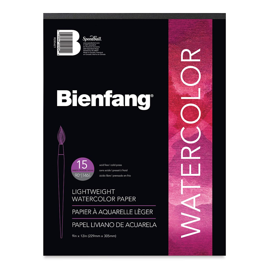 Open in modal - Bienfang Lightweight Watercolor Pad - 9" x 12", 15 Sheets