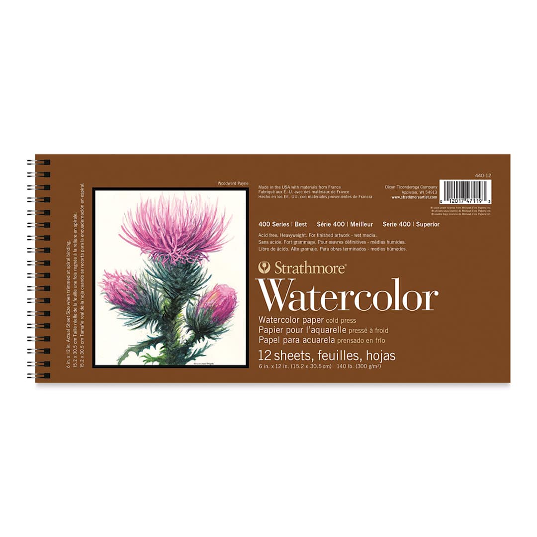 Open in modal - Strathmore 400 Series Watercolor Paper Pad - 6'' x 12'', Wire Bound, 12 Sheets