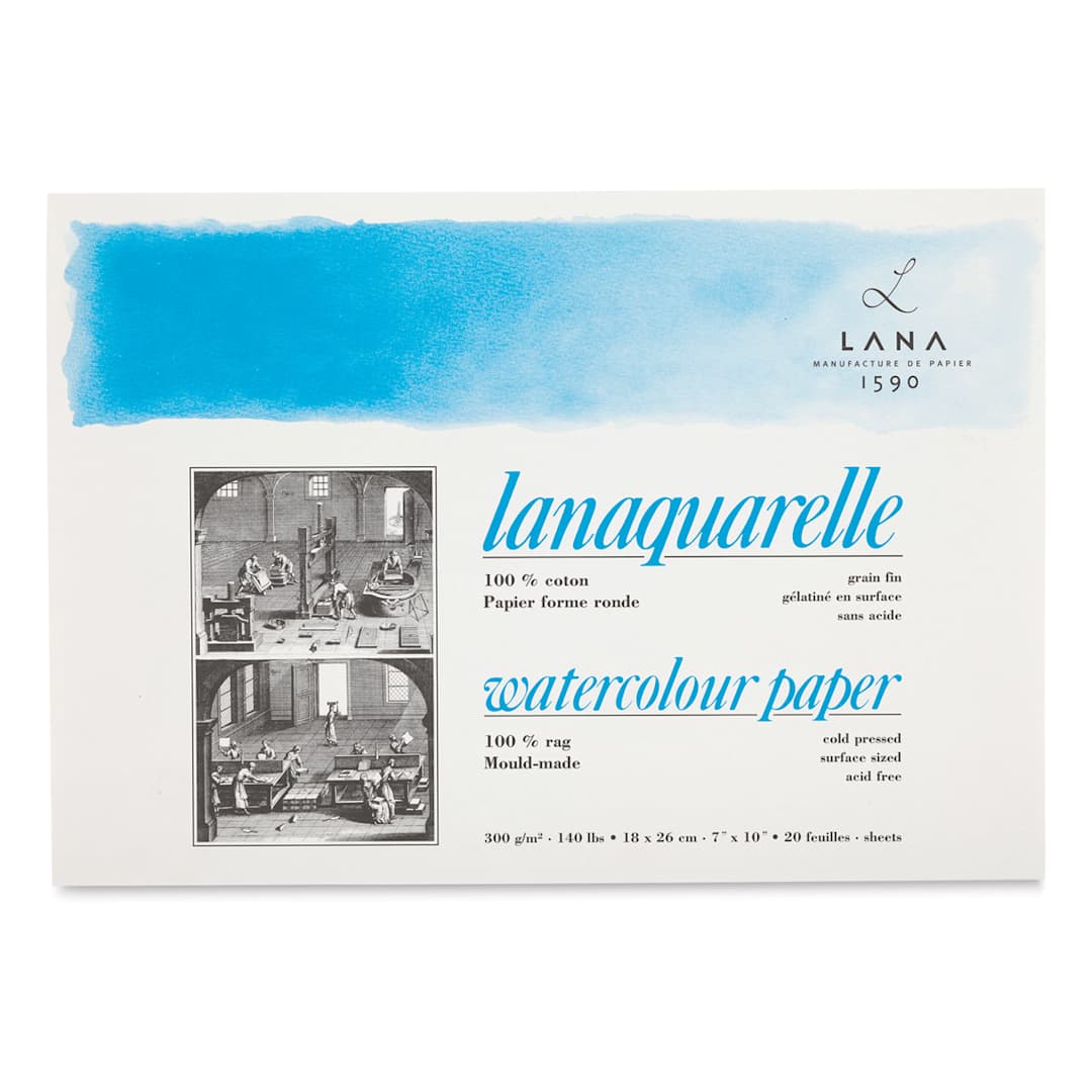 Open in modal - Lanaquarelle Watercolor Block - 7" x 10", Cold Press, 20 Sheets - front