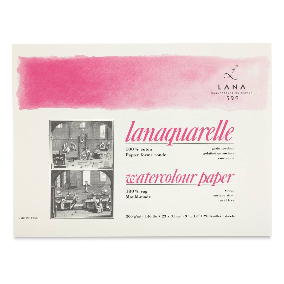 Open in modal - Lanaquarelle Watercolor Block - 9" x 12", Rough, 20 Sheets - front