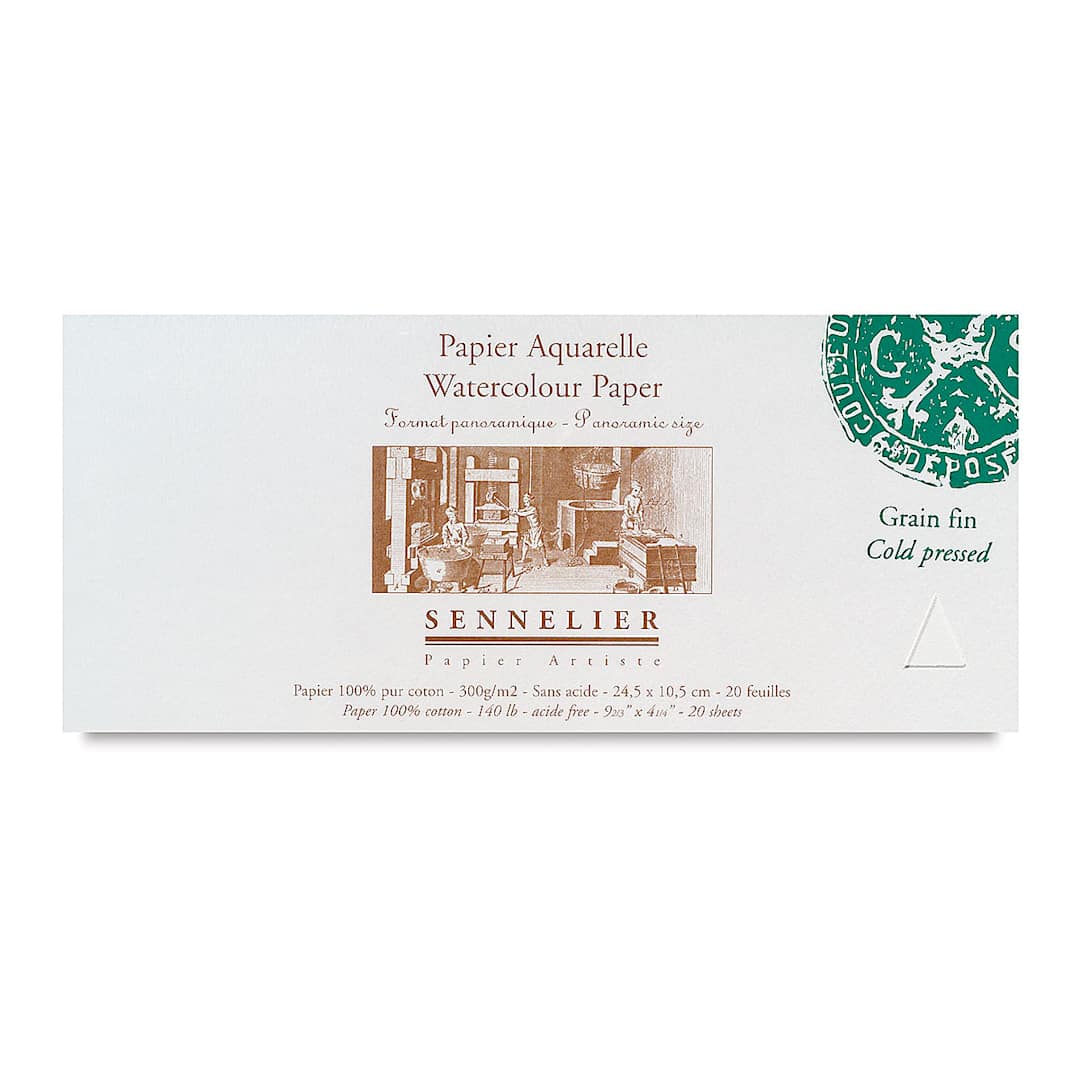 Open in modal - Sennelier Watercolor Block - 9 1/2" x 4 1/2", Cold Press, 20 Sheets