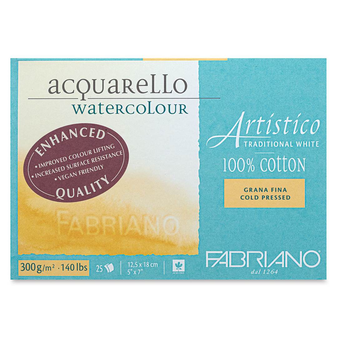 Open in modal - Fabriano Artistico Enhanced Watercolor Block - Traditional White, Cold Press, 5" x 7"
