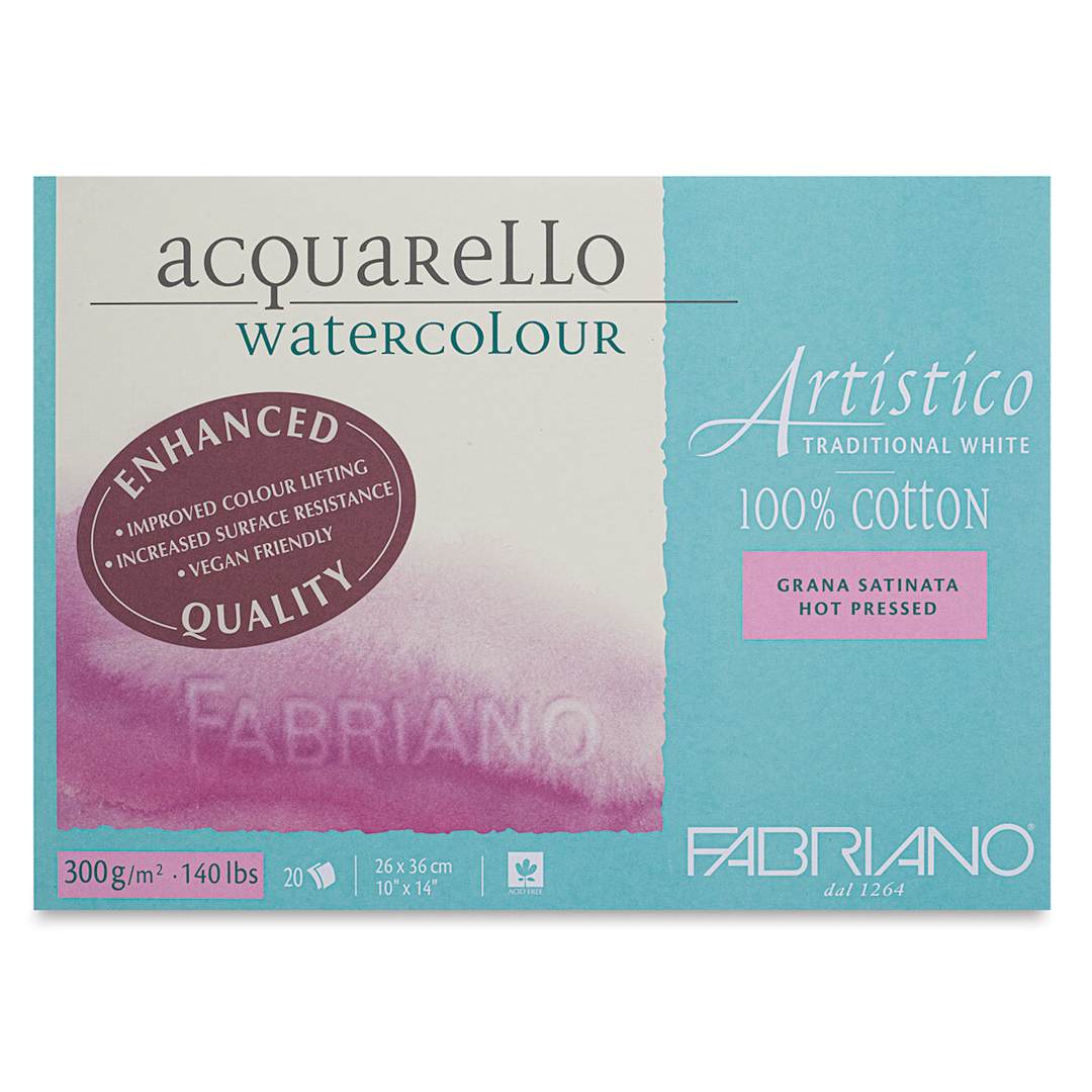 Open in modal - Fabriano Artistico Enhanced Watercolor Block - Traditional White, Hot Press, 10" x 14"