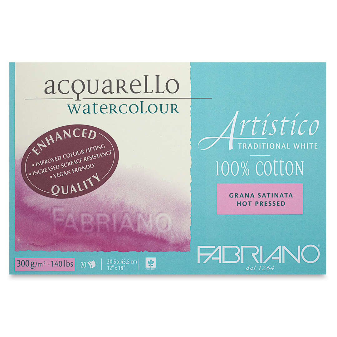 Open in modal - Fabriano Artistico Enhanced Watercolor Block - Traditional White, Hot Press, 12" x 18"