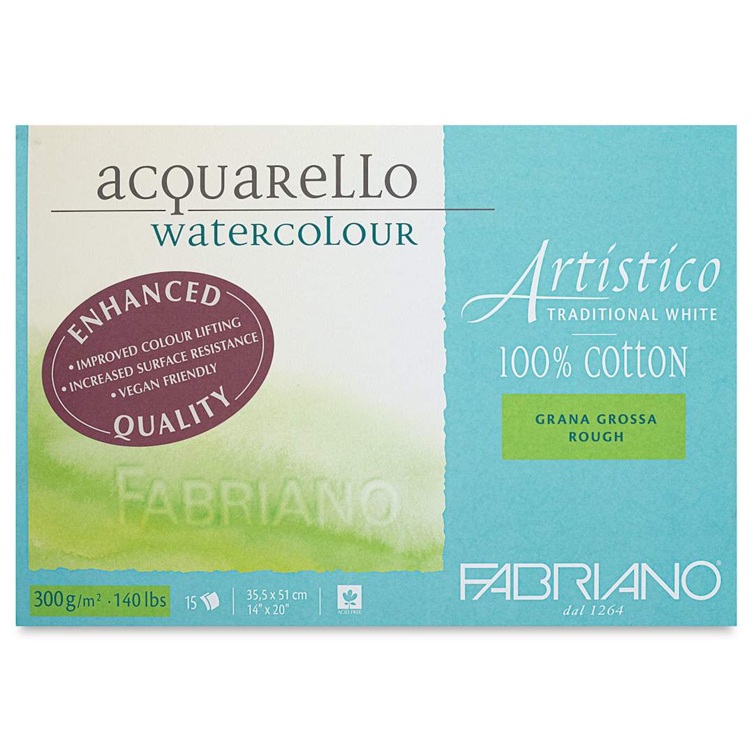 Open in modal - Fabriano Artistico Enhanced Watercolor Block - Traditional White, Rough Press, 14" x 20"