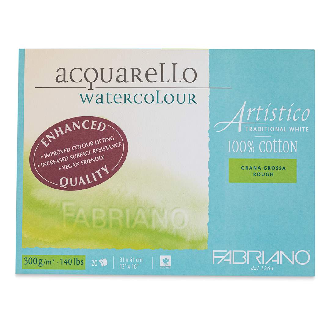 Open in modal - Fabriano Artistico Enhanced Watercolor Block - Traditional White, Rough Press, 12" x 16"