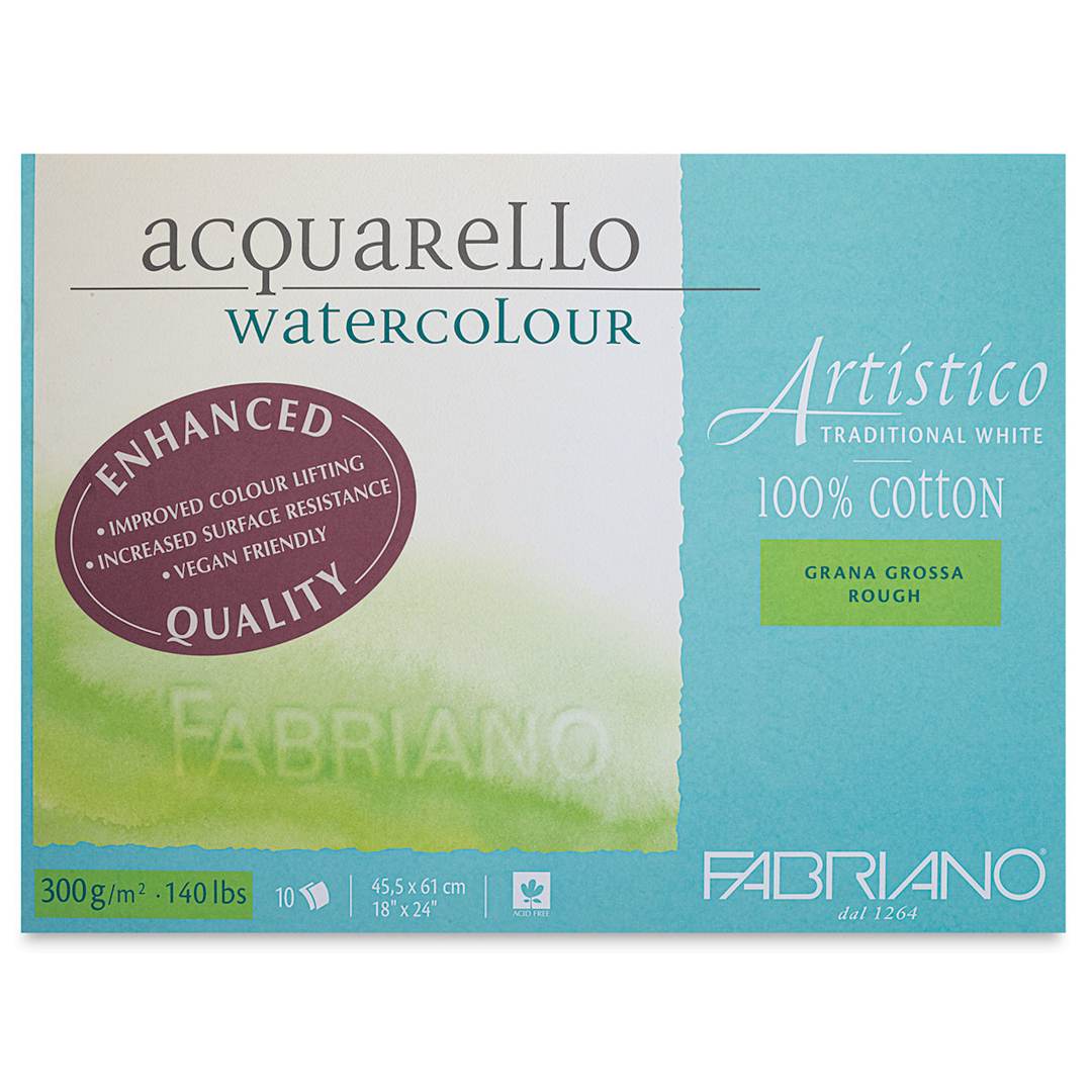 Open in modal - Fabriano Artistico Enhanced Watercolor Block - Traditional White, Rough Press, 18" x 24"