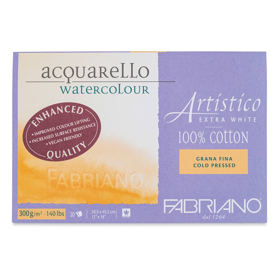 Open in modal - Fabriano Artistico Enhanced Watercolor Block - Extra White, Cold Press, 12" x 18"