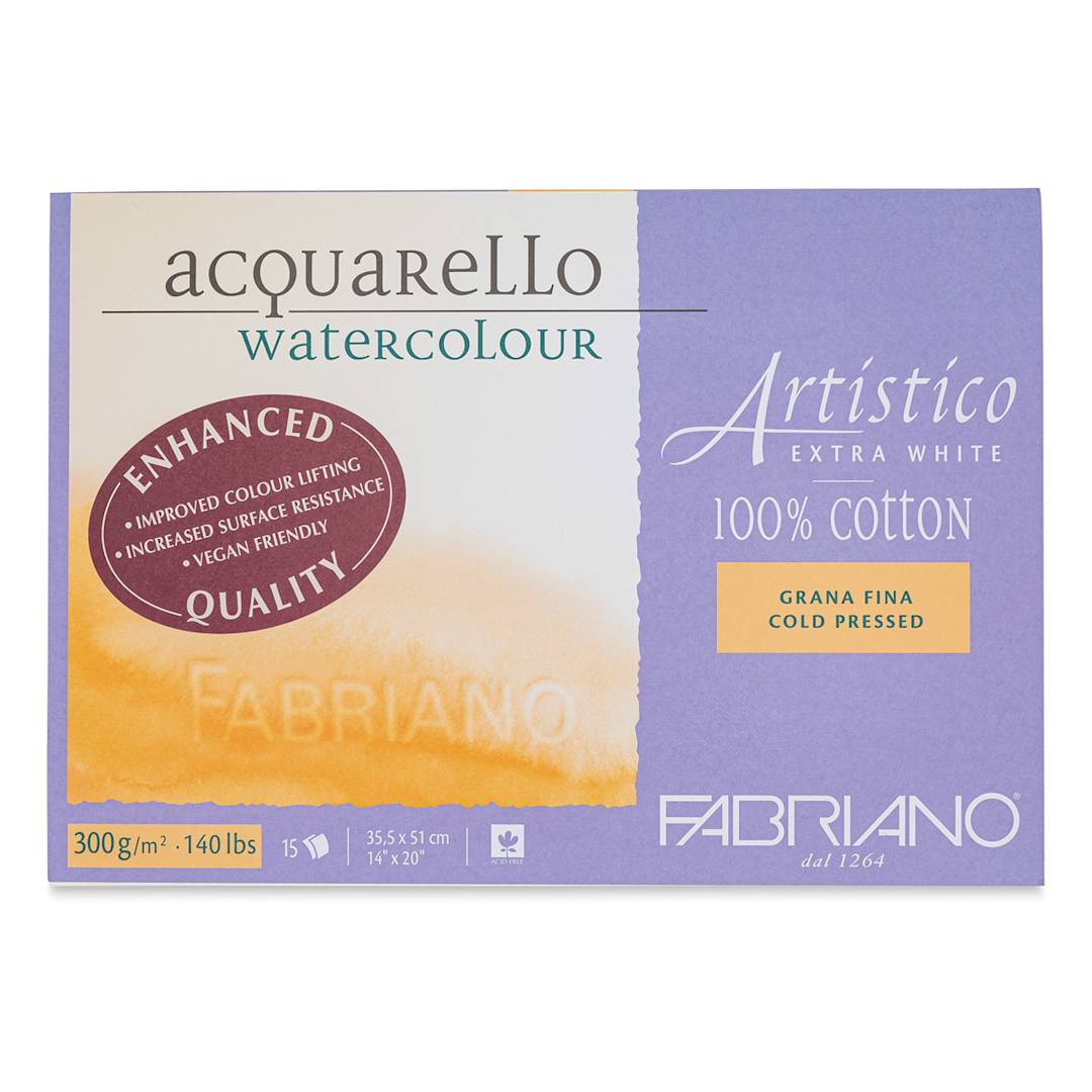 Open in modal - Fabriano Artistico Enhanced Watercolor Block - Extra White, Cold Press, 14" x  20"