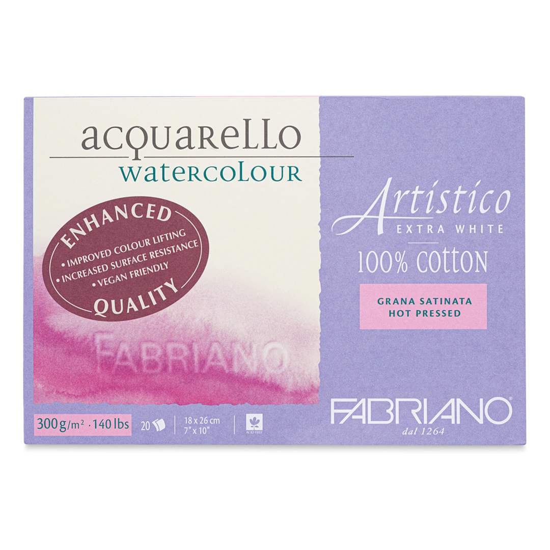 Open in modal - Fabriano Artistico Enhanced Watercolor Block - Extra White, Hot Press, 7" x 10"