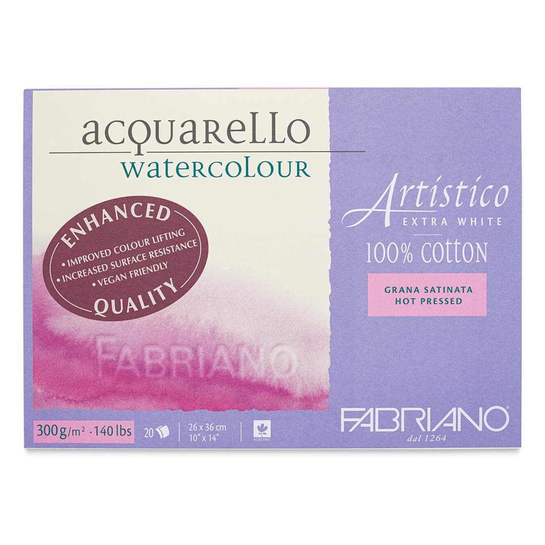 Open in modal - Fabriano Artistico Enhanced Watercolor Block - Extra White, Hot Press, 10" x 14"
