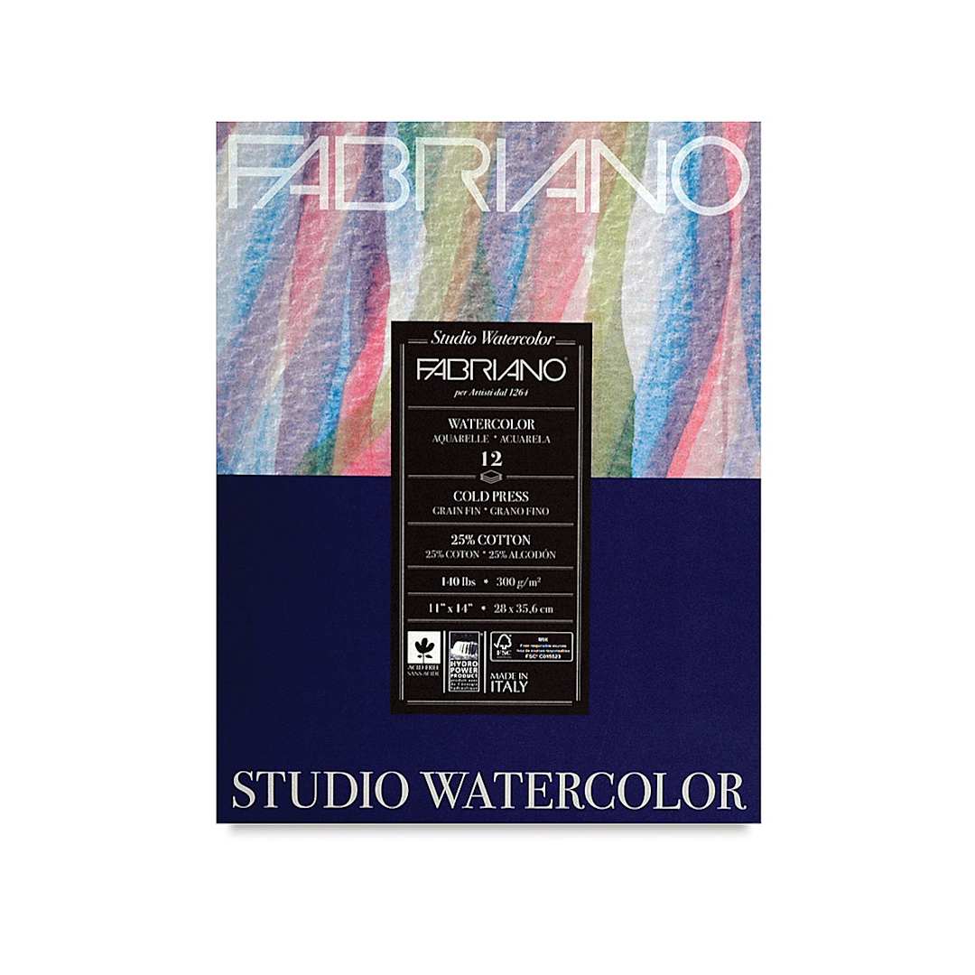 Open in modal - Fabriano Studio Watercolor Pad - 11'' x 14'', 300 gsm, Cold Press, 12 sheets