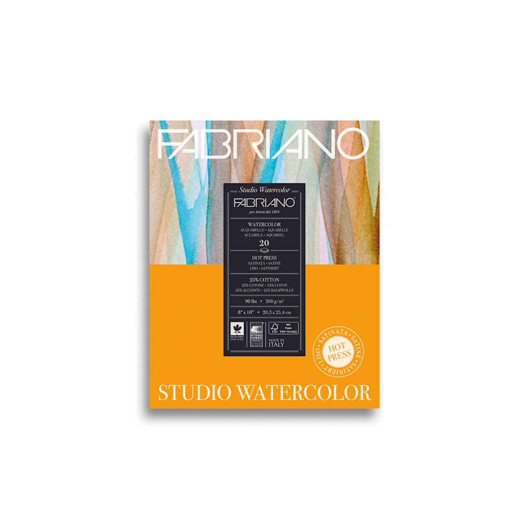 Open in modal - Fabriano Studio Watercolor Pad, Hot-Press, 8 in x 10 in, 90 lb., 20 Sheets