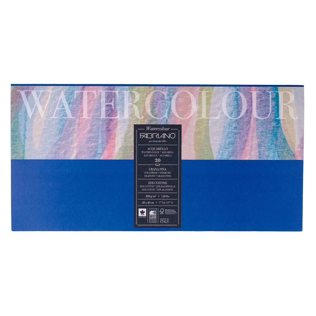 Open in modal - Fabriano Studio Watercolor Block, Cold Press, 140 lb./300 gsm, 7.75 in x 15.75 in