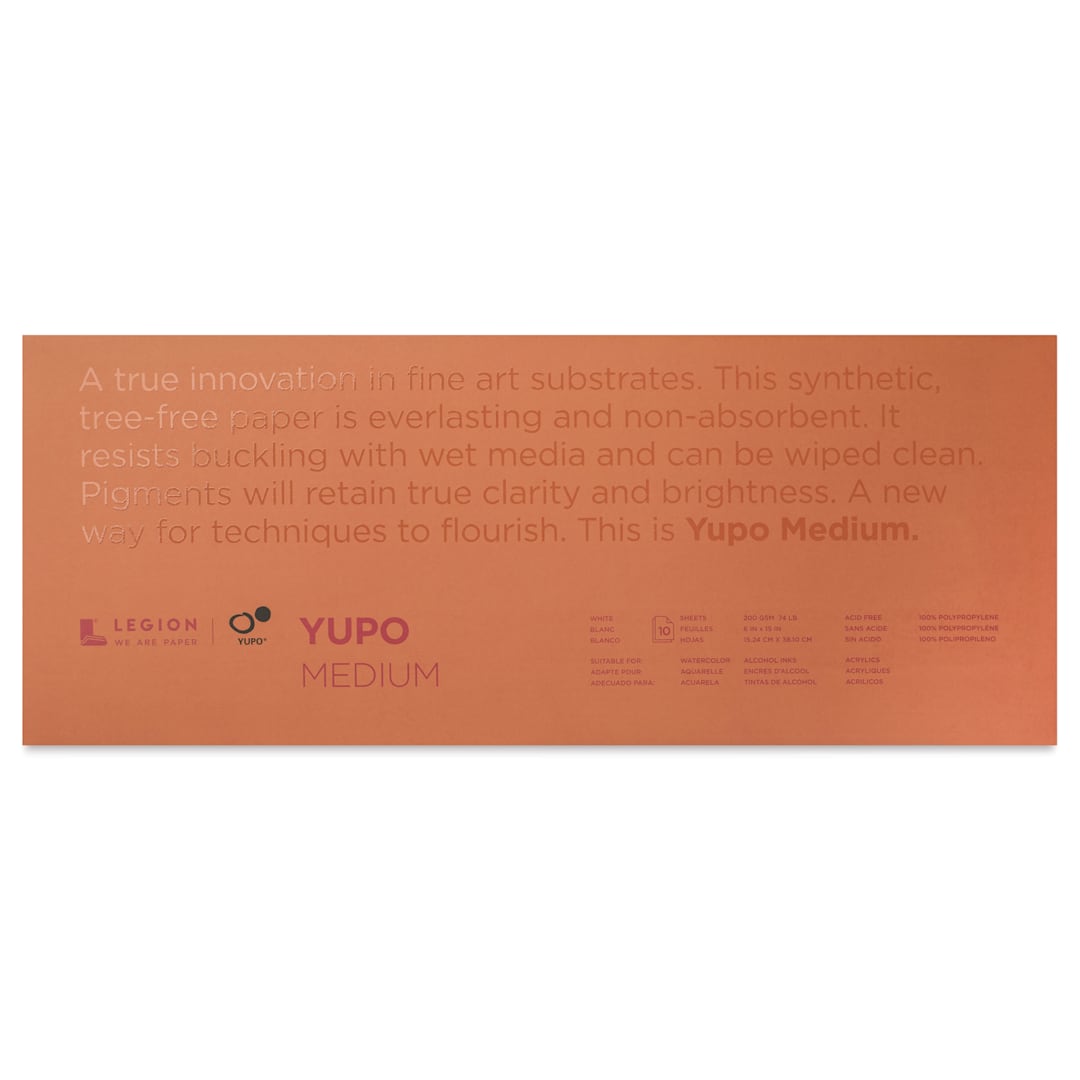 Open in modal - Legion Yupo Synthetic Paper Pad - 6" x 15", Bright White, 10 Sheets