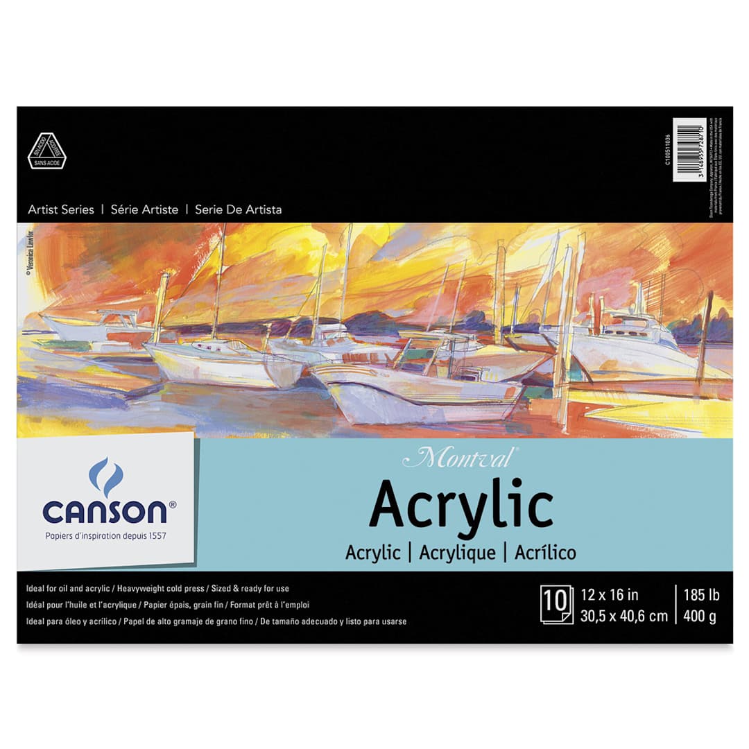 Open in modal - Canson Montval Acrylic Paper Pad - 12" x 16", 10 Sheets