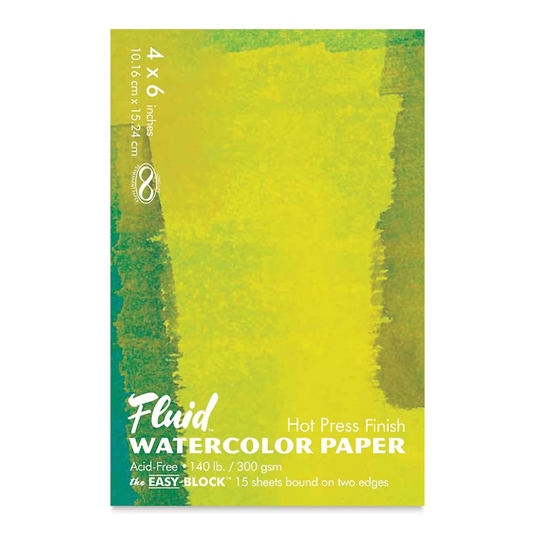 Open in modal - Fluid Easy-Block Watercolor Paper Block - 4" x 6", Hot Press, 15 Sheets