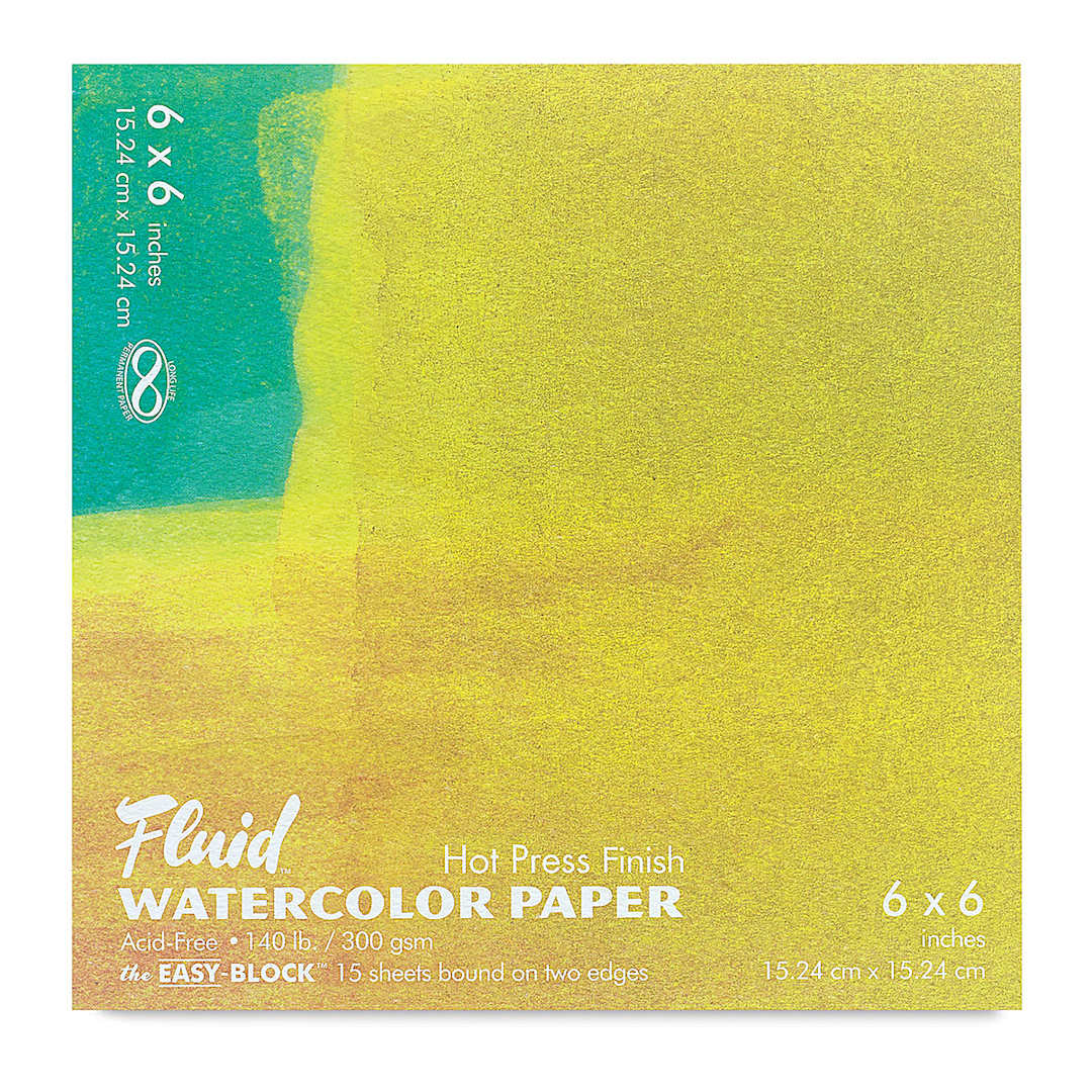 Open in modal - Fluid Easy-Block Watercolor Paper Block - 6" x 6", Hot Press, 15 Sheets