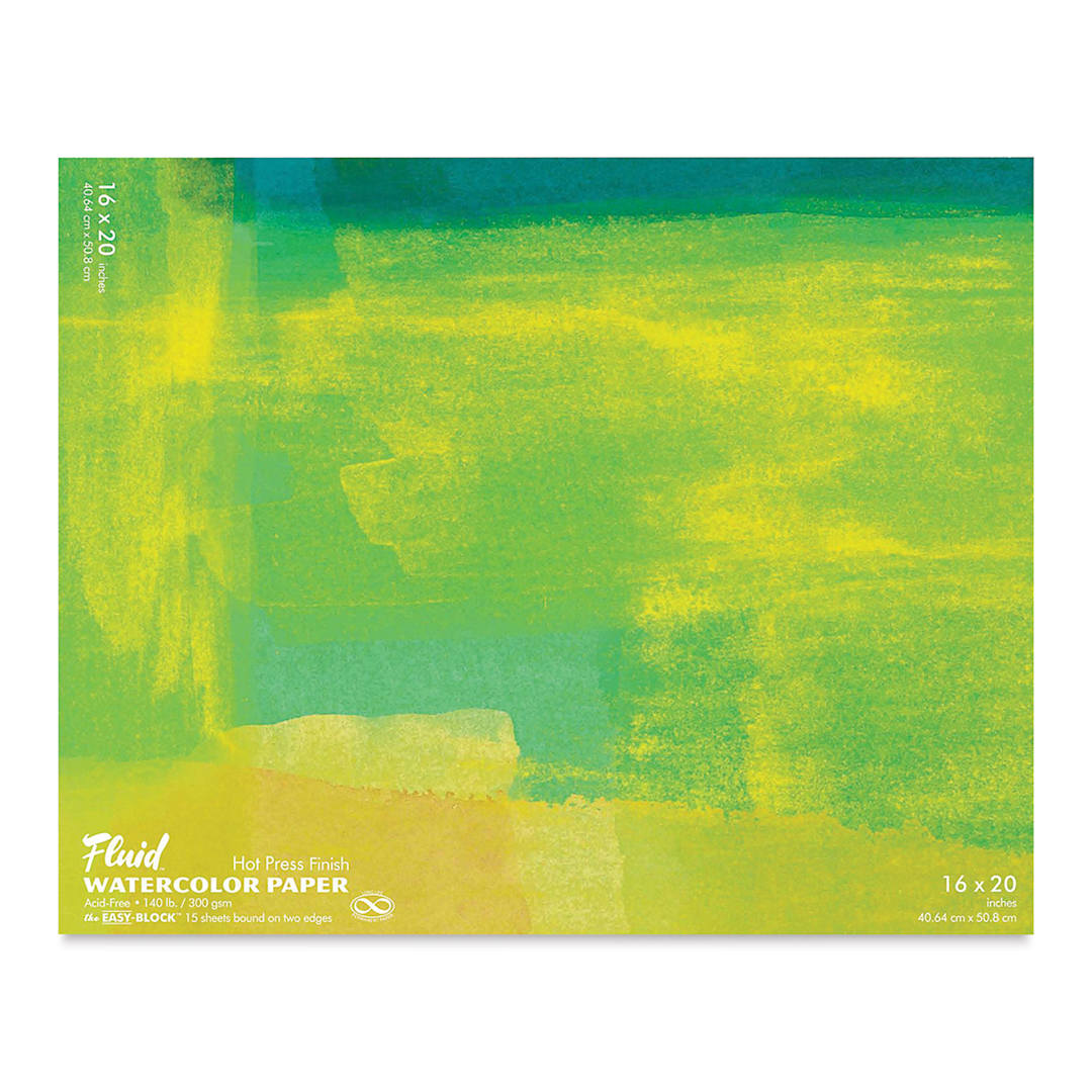 Open in modal - Fluid Easy-Block Watercolor Paper Block - 16" x 20", Hot Press, 15 Sheets