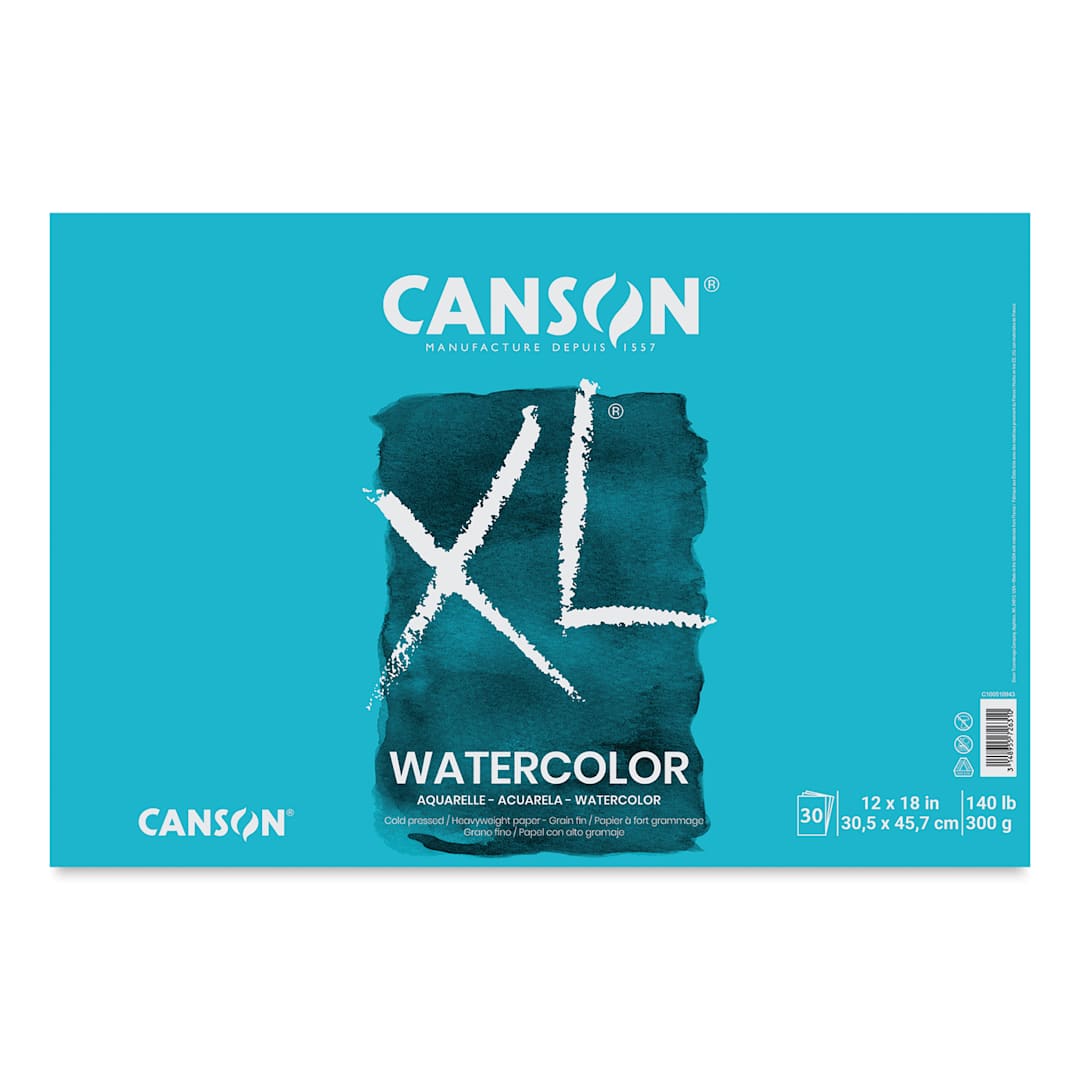 Open in modal - Canson XL Watercolor Pad - 12" x 18", Euro Fold, 30 Sheets