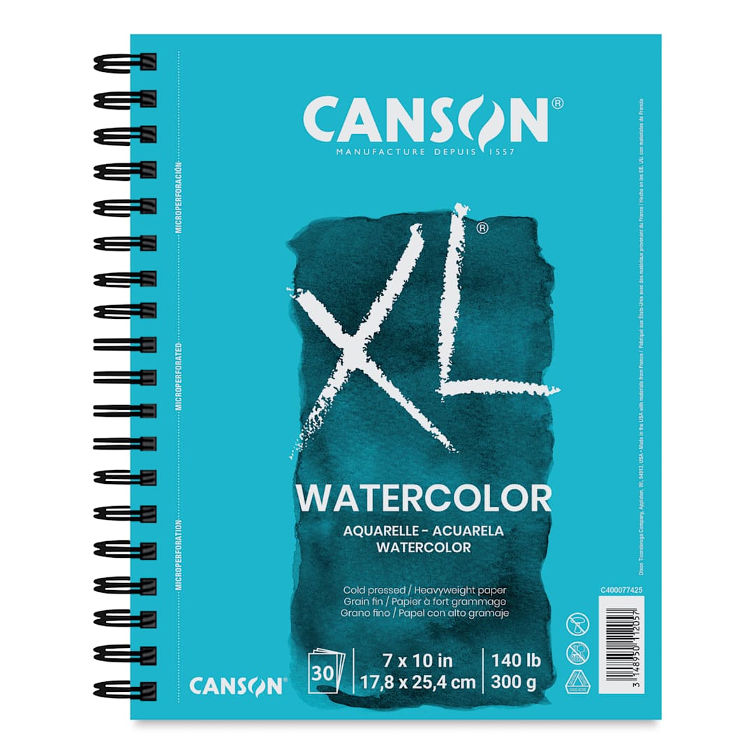 Open in modal - Canson XL Watercolor Pad - 7" x 10", Wirebound, 30 Sheets