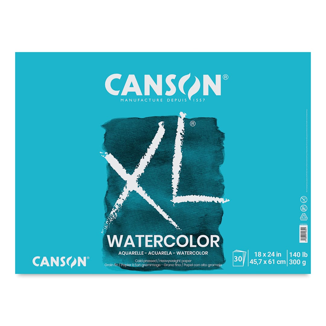 Open in modal - Canson XL Watercolor Pad - 18" x 24", Euro Fold, 30 Sheets