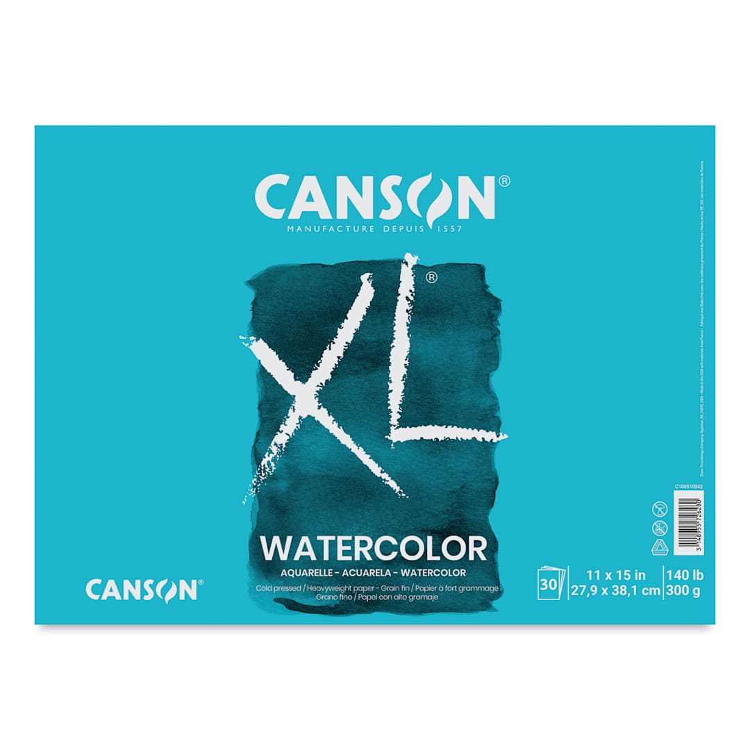 Open in modal - Canson XL Watercolor Pad - 11" x 15", Euro Fold, 30 Sheets