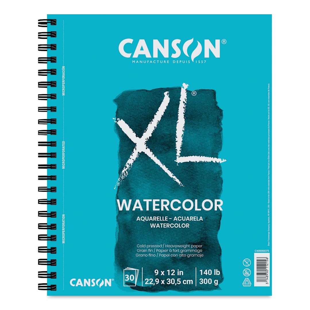 Open in modal - Canson XL Watercolor Pad - 9" x 12", Wirebound, 30 Sheets