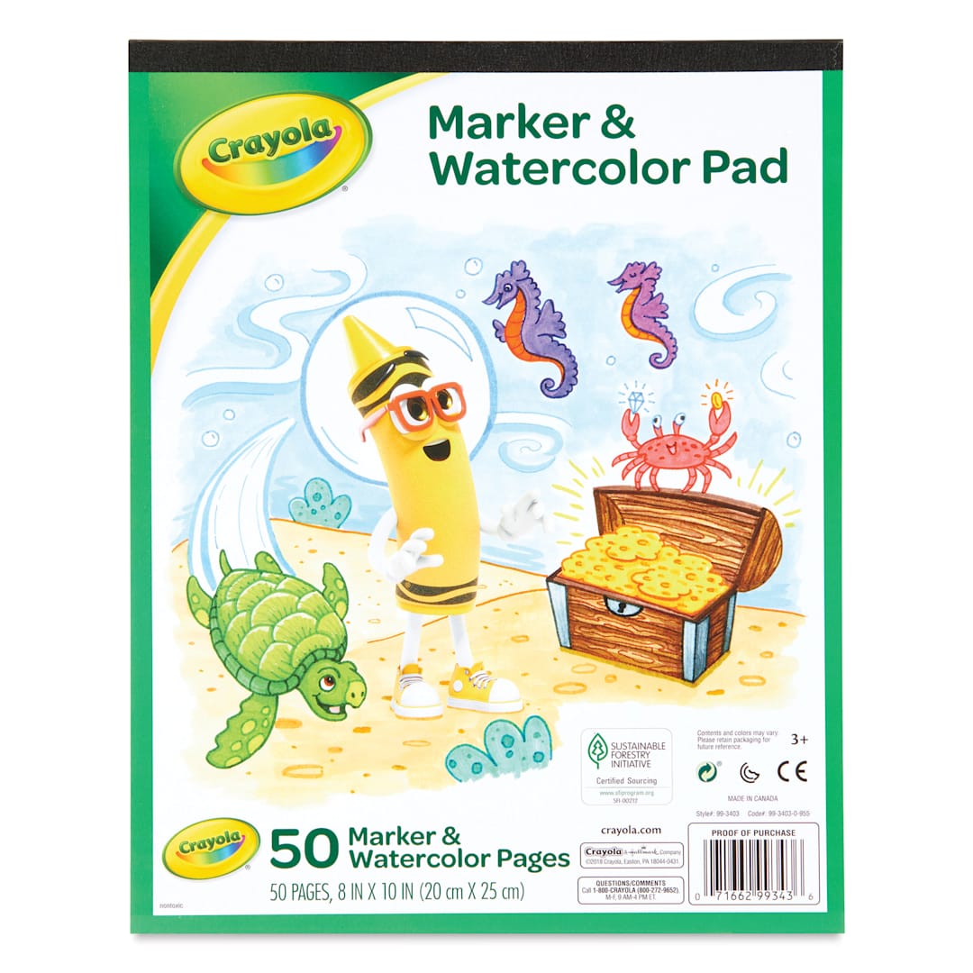Open in modal - Crayola Marker and Watercolor Pad - 8" x 10", 50 Sheets
