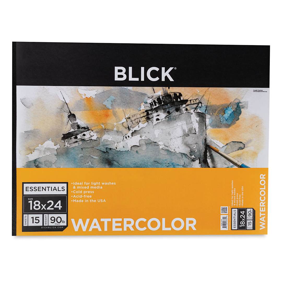 Open in modal - Blick Essentials Watercolor Pad - 18" x 24", 90 lb, Tapebound, 15 Sheets