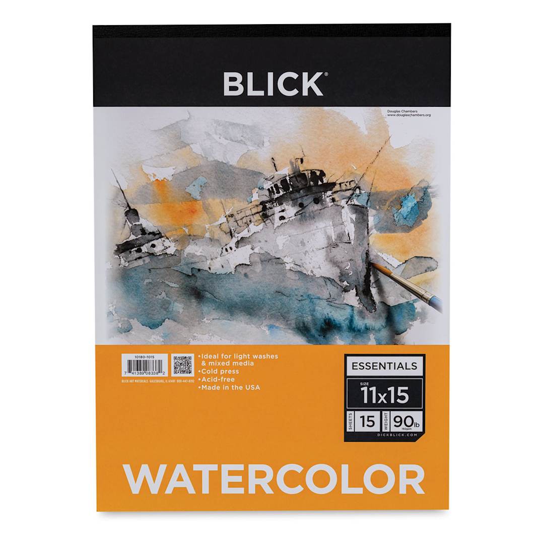 Open in modal - Blick Essentials Watercolor Pad - , 11" x 15", 90 lb, Tapebound, 15 Sheets