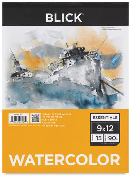 Open in modal - Blick Essentials Watercolor Pad - 15 Sheets, Tapebound, 9"x14"