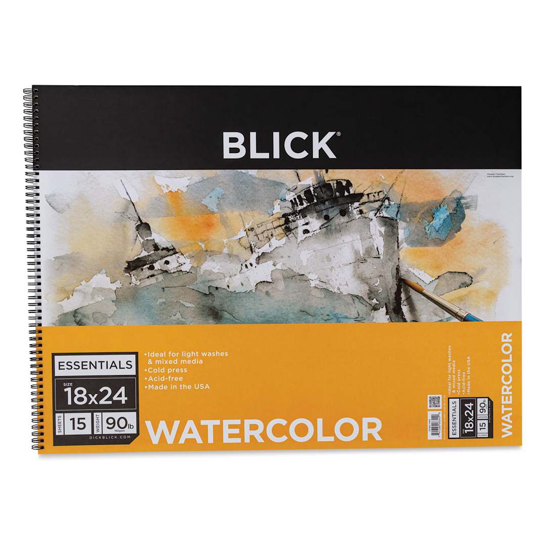 Open in modal - Blick Essentials Watercolor Pad - , 18" x 24", 90 lb, Spiral-bound, 15 Sheets