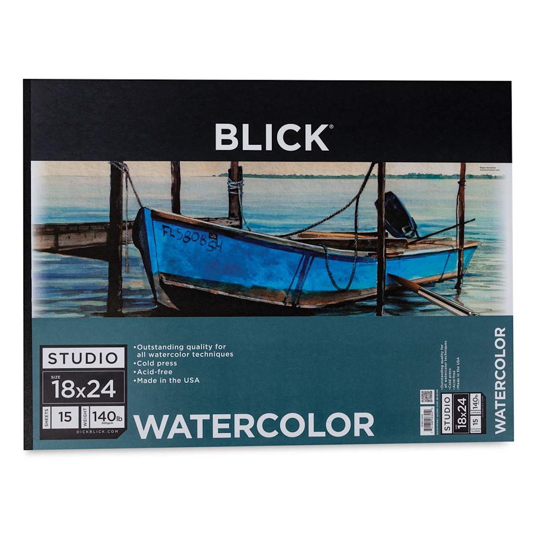 Open in modal - Blick Studio Watercolor Pad - 18" x 24", 140 lb, Tapebound, 15 Sheets
