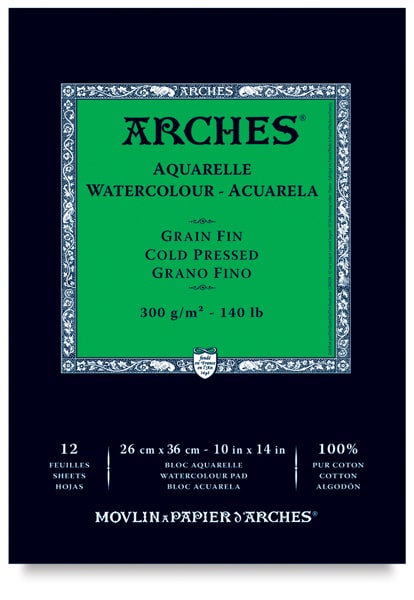 Open in modal - Arches Watercolor Pad - 10'' x 14'', 140 lb, Cold Press, Fold-over, 12 Sheets