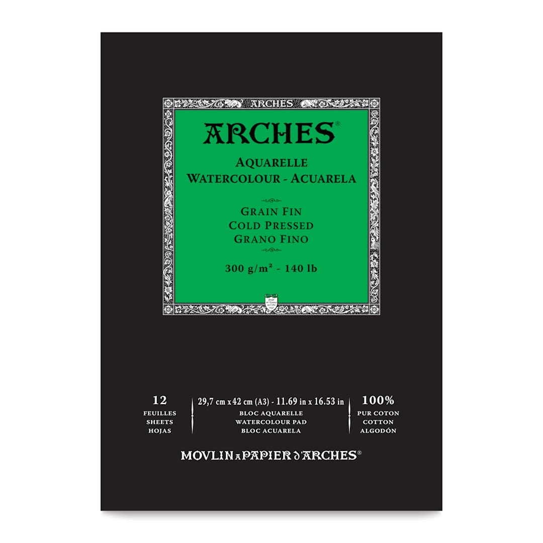 Open in modal - Arches Watercolor Pad - 11.7" x 16.5", 140 lb, Cold Press, 12 Sheets