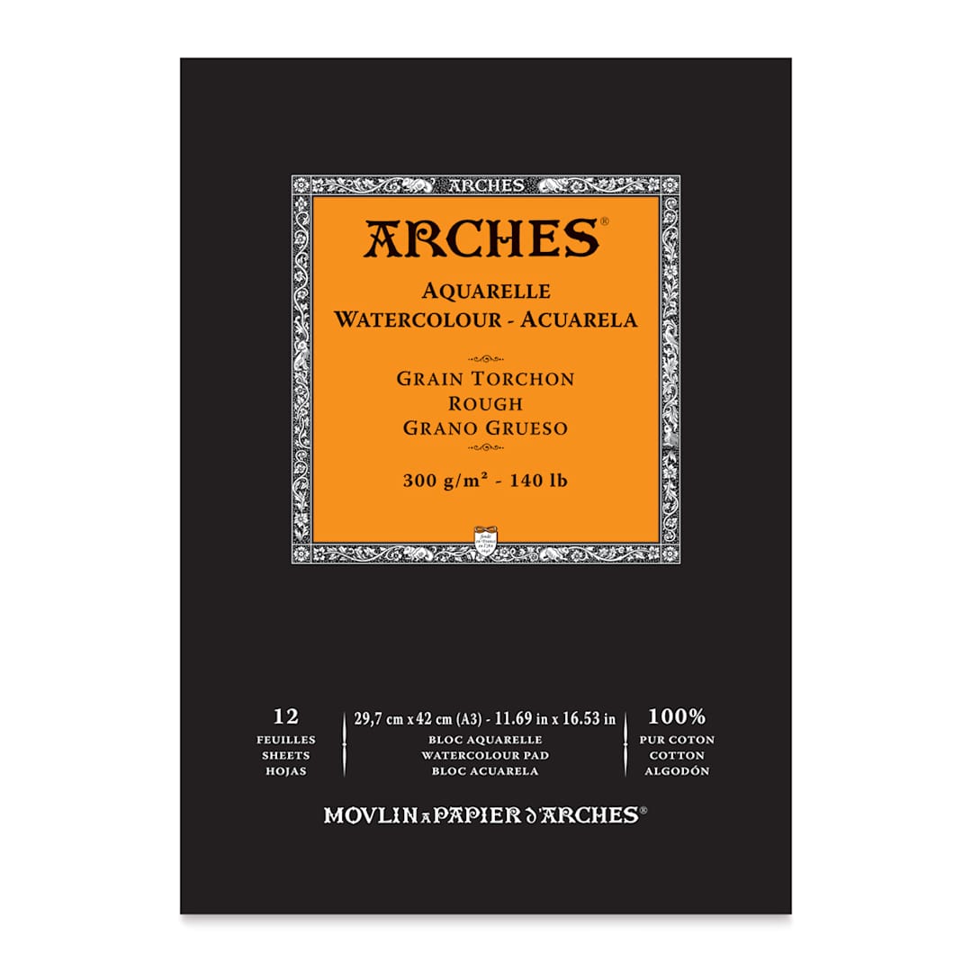 Open in modal - Arches Watercolor Pad - 11.7" x 16.5", 140 lb, Rough, 12 Sheets