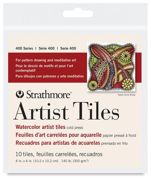 Open in modal - Strathmore 400 Series Watercolor Paper Artist Tiles - Front of 4" x 4" pad shown