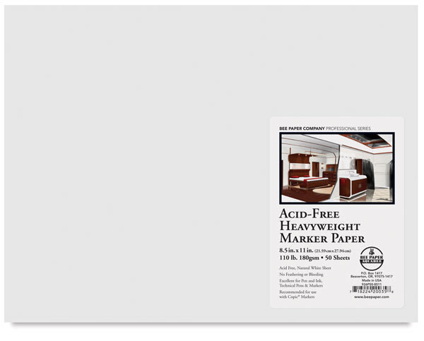 Open in modal - Bee Paper Heavyweight Marker Paper - Front view of package of 8 1/2" x 11" paper with label