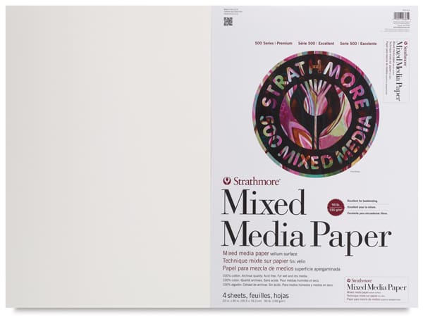 Open in modal - Strathmore 500 Series Mixed Media Sheets - Front of single 22"x30" Sheet with label