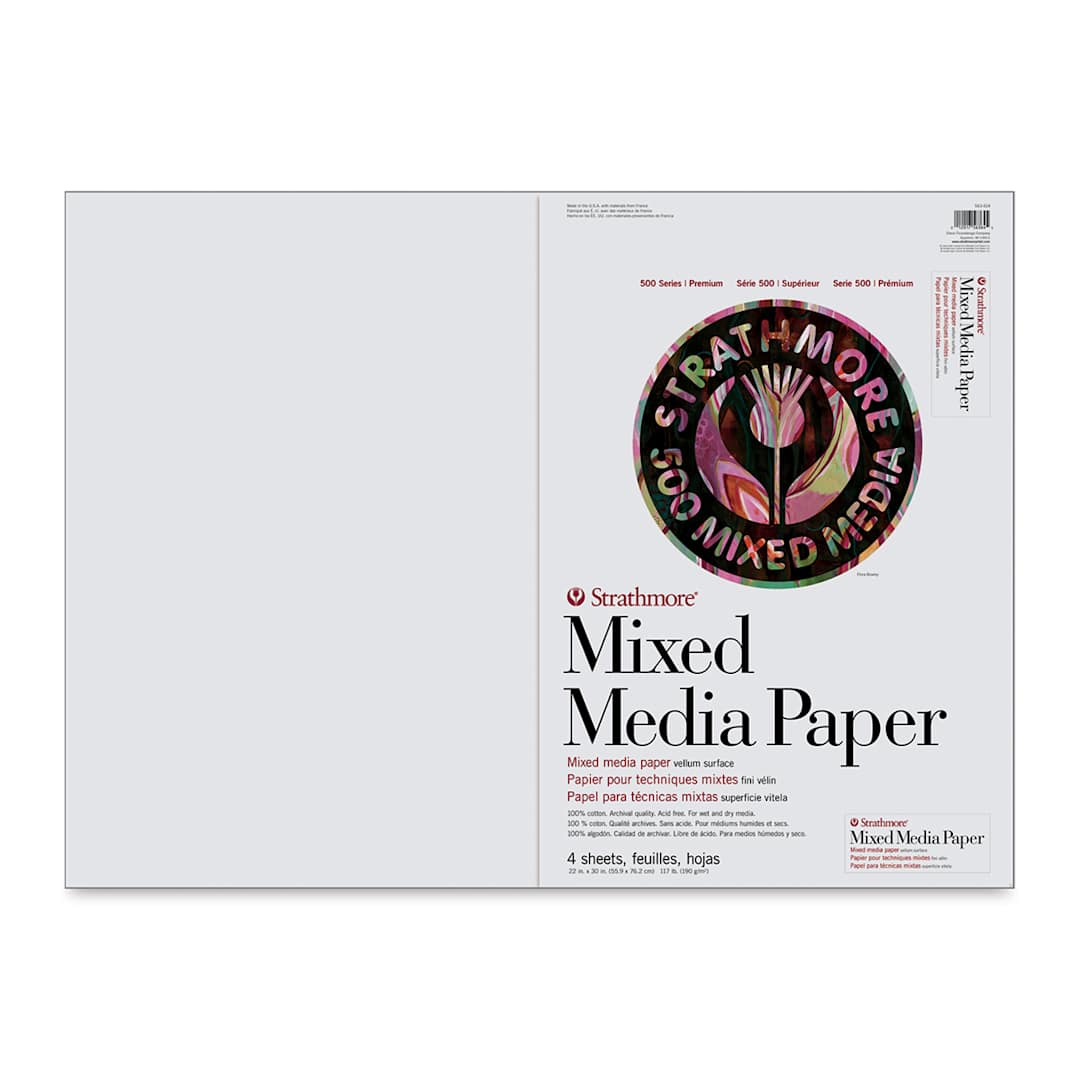 Open in modal - Strathmore Mixed Media Paper Sheet, 500 Series, 22 in x 30 in, 4/Pkg.