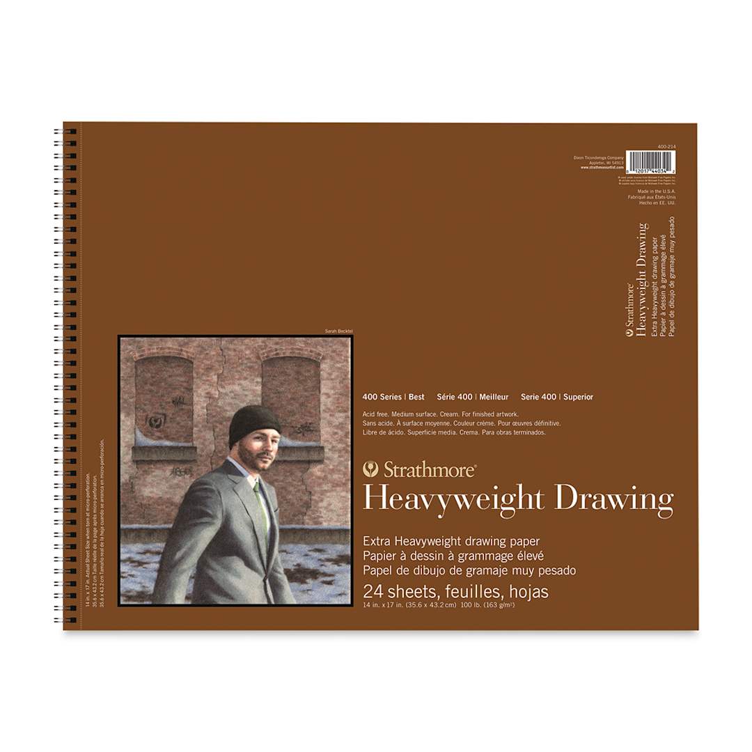 Open in modal - Strathmore Heavyweight Drawing Pad - 14" x 17", 24 Sheets, 100 lb (163 gsm).